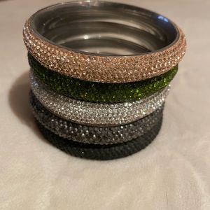 Stainless steel crystal slip on bracelets